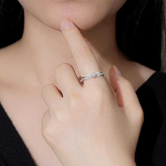 925 Sterling Silver Fidget Ring with Spinner for Anxiety for Women- Jewelry Gift - Picture 3 of 7